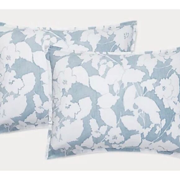 Ralph Lauren Willa chambray white striped and floral print pillowcase - Picture 4 of 11